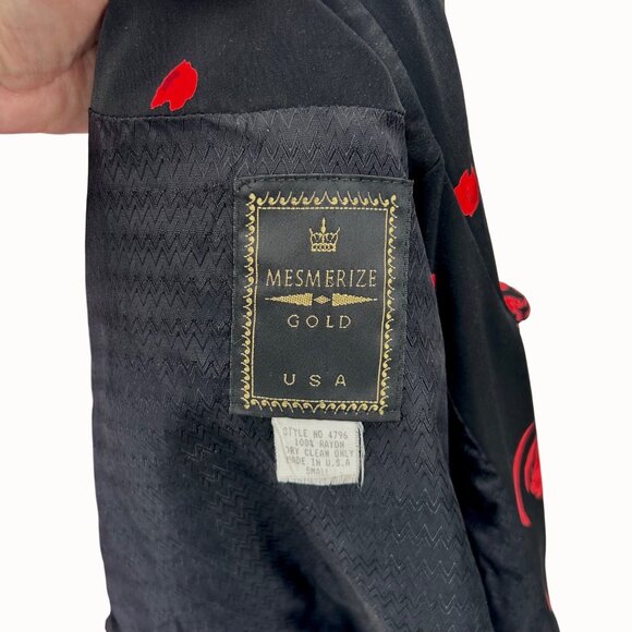 MEZMERIZE GOLD USA BLACK & RED ROSE PRINT SLEEVELESS DRESS W/ CROPPED JACKET - S - Picture 5 of 10